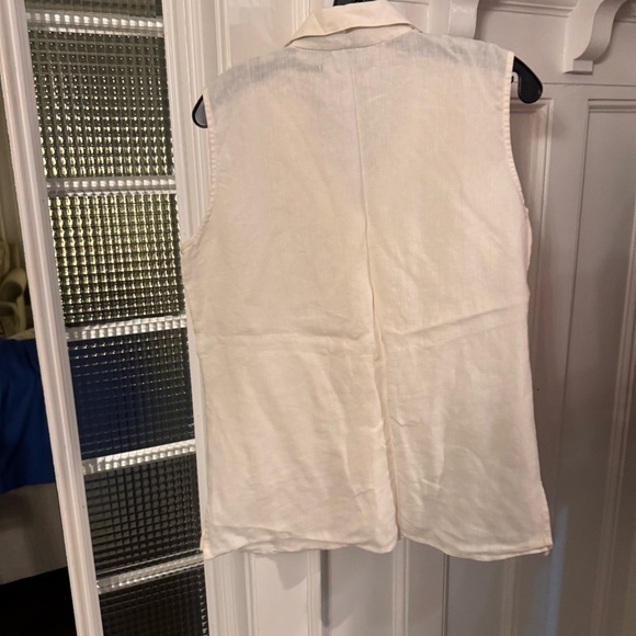 Liz Claiborne Women’s LINEN Shirt Sleeveless Collar Button Front Liz-sport Sz L - Picture 2 of 7